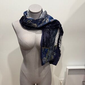 Elegant Blue and Gray patchwork Scarf